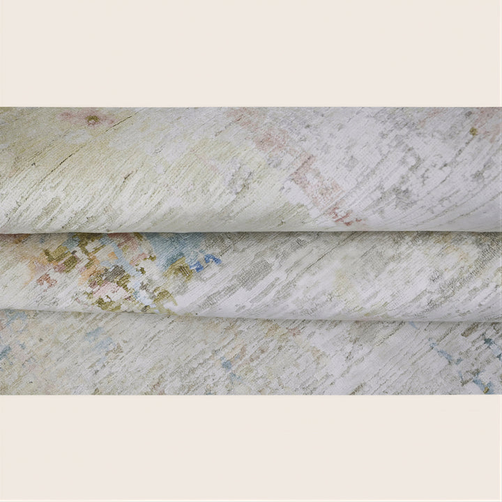 Multicolored Contemporary Silk Wool Blend Rug