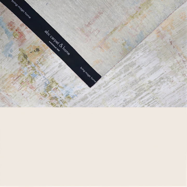 Multicolored Contemporary Silk Wool Blend Rug