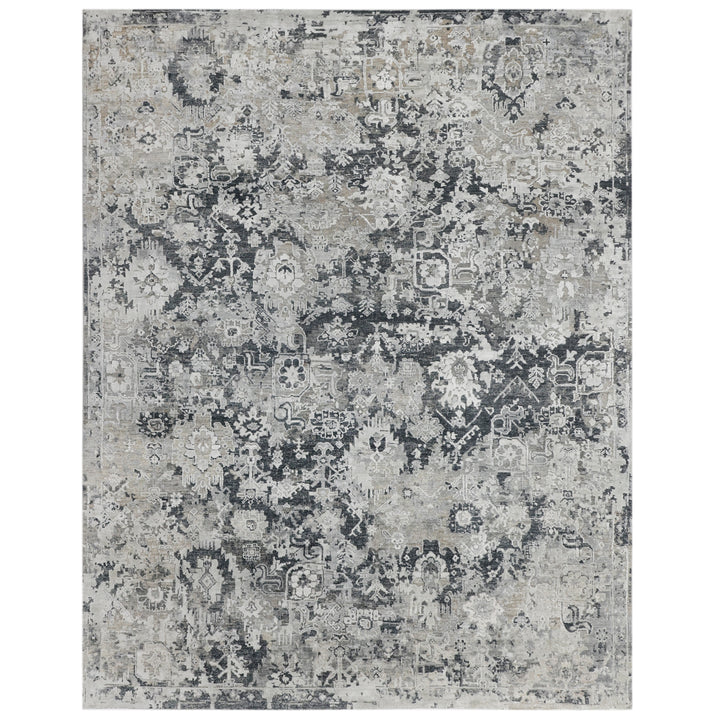 Black Contemporary Silk Wool Blend Rug