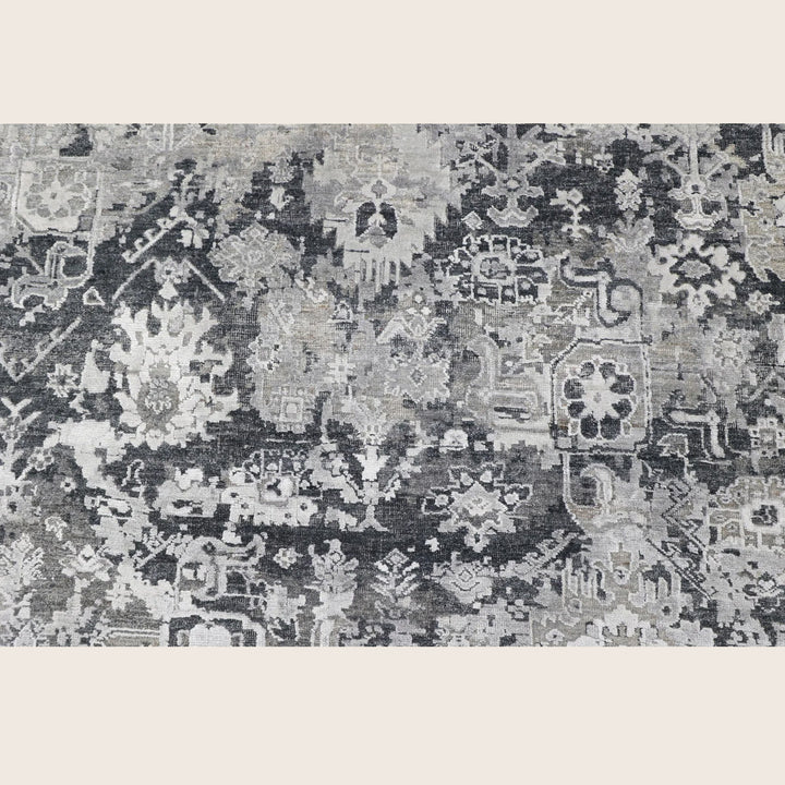 Black Contemporary Silk Wool Blend Rug
