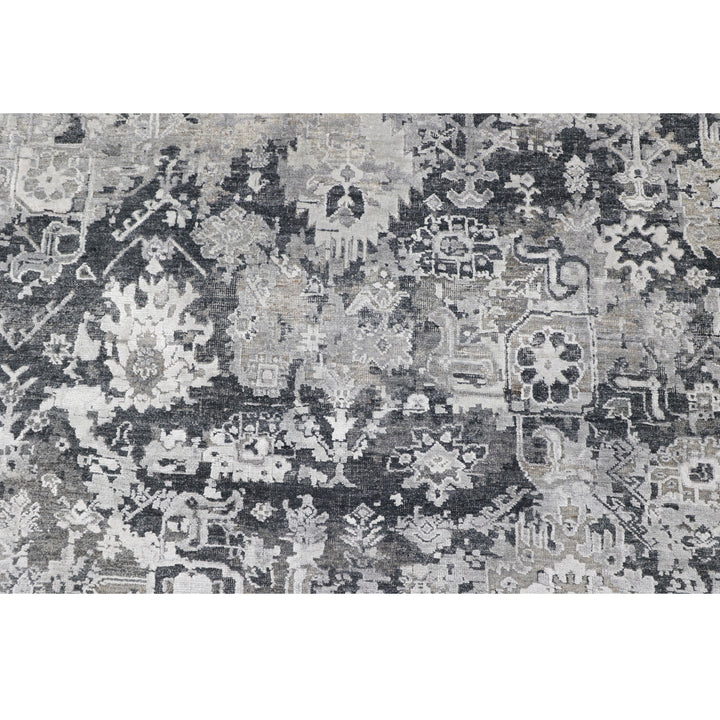 Black Contemporary Silk Wool Blend Rug