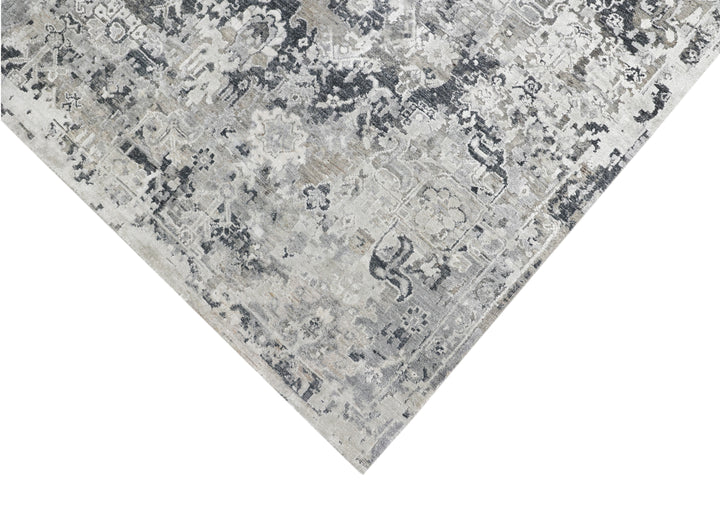 Black Contemporary Silk Wool Blend Rug