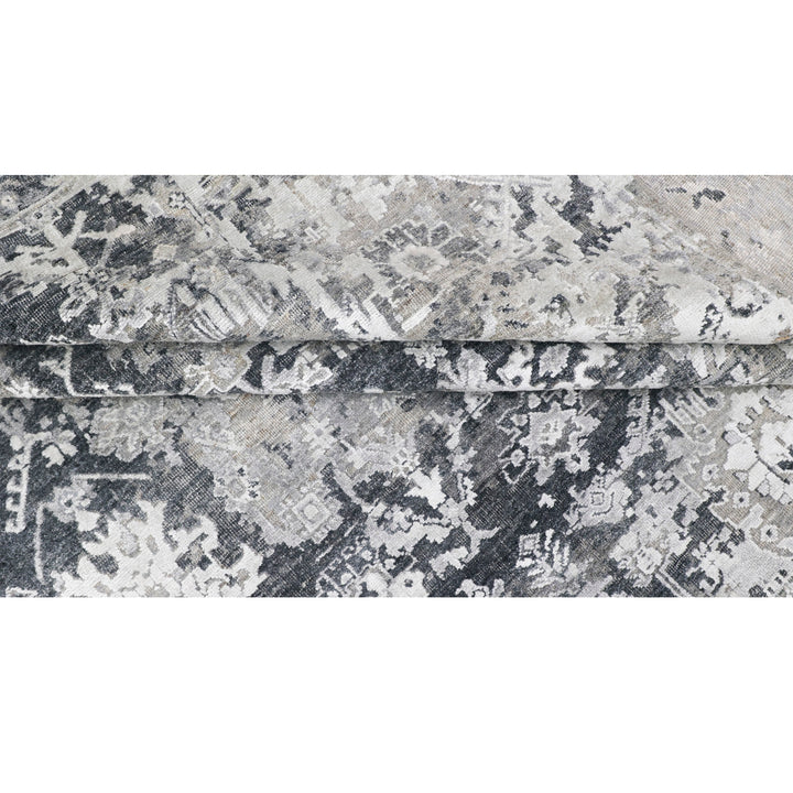 Black Contemporary Silk Wool Blend Rug