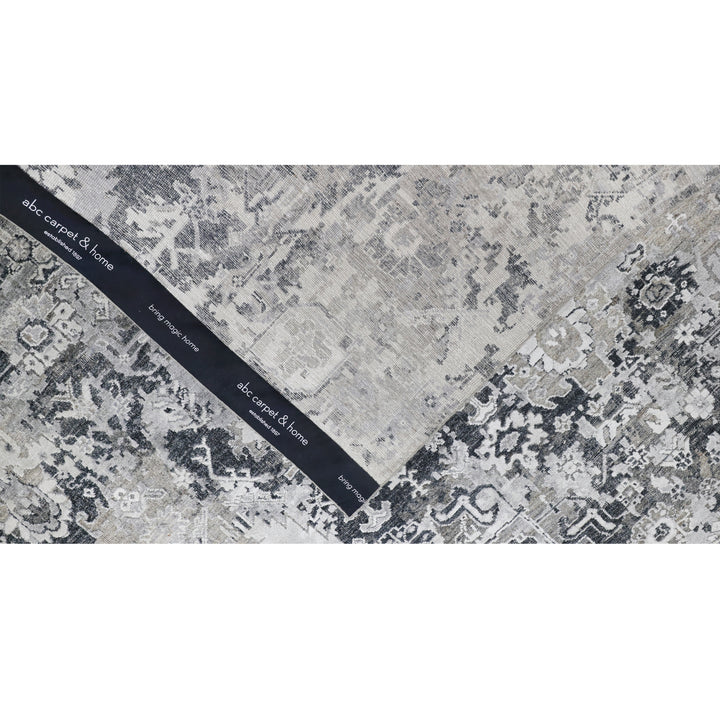 Black Contemporary Silk Wool Blend Rug