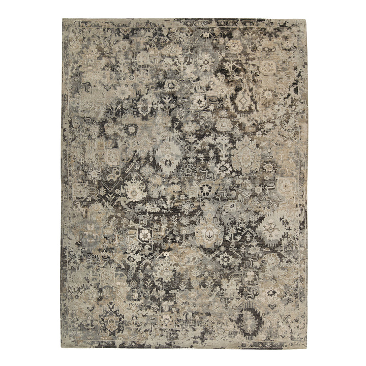 Black Contemporary Silk Wool Blend Rug 9x12