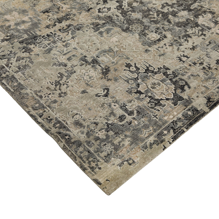 Black Contemporary Silk Wool Blend Rug 9x12