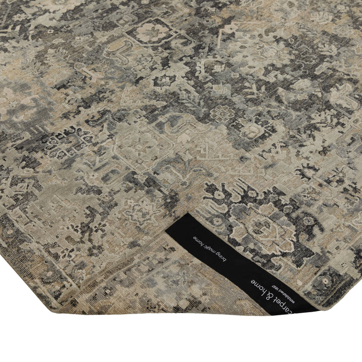 Black Contemporary Silk Wool Blend Rug 9x12