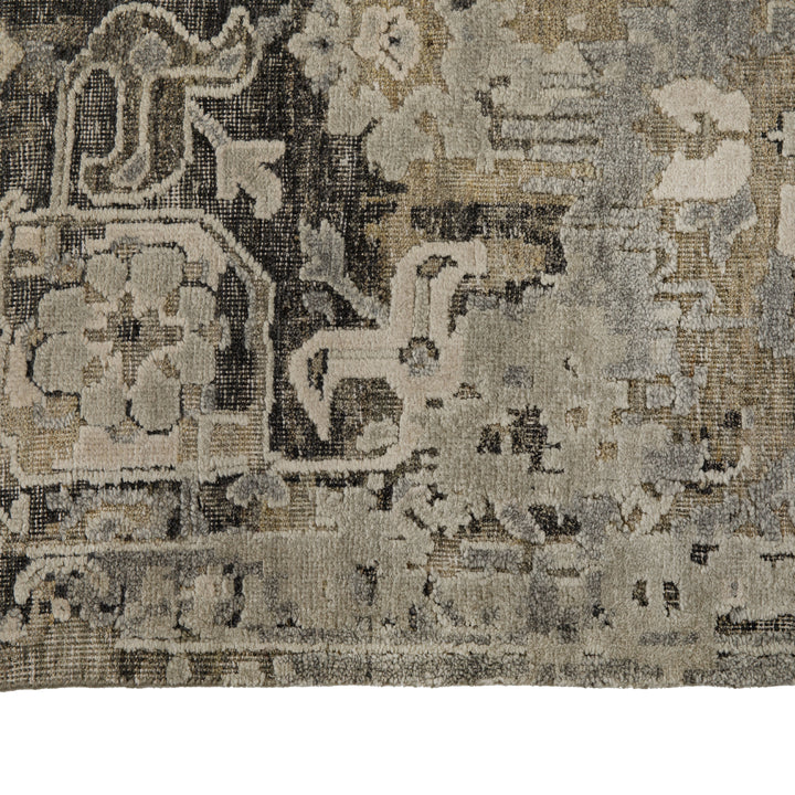 Black Contemporary Silk Wool Blend Rug 9x12