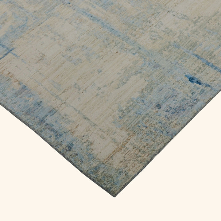Blue Contemporary Silk Wool Blend Rug - 8' x 10'