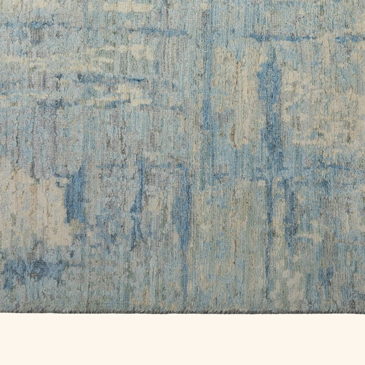 Blue Contemporary Silk Wool Blend Rug - 8' x 10'