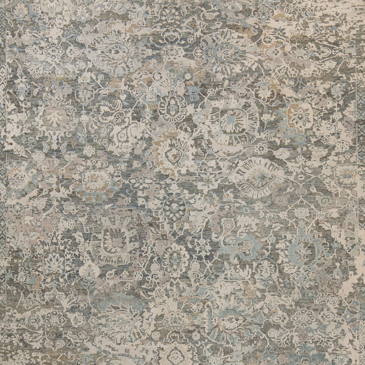 Blue Contemporary Silk Wool Blend Rug 8x10