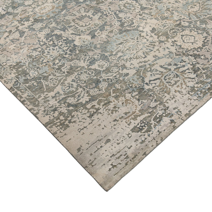 Blue Contemporary Silk Wool Blend Rug 8x10