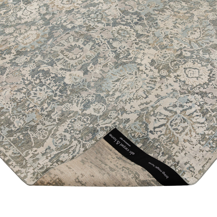 Blue Contemporary Silk Wool Blend Rug 8x10
