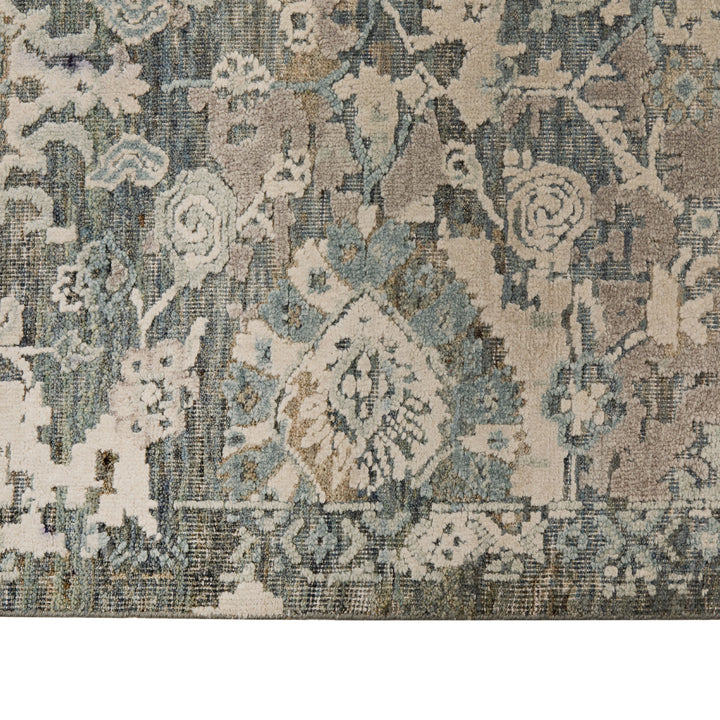 Blue Contemporary Silk Wool Blend Rug 8x10