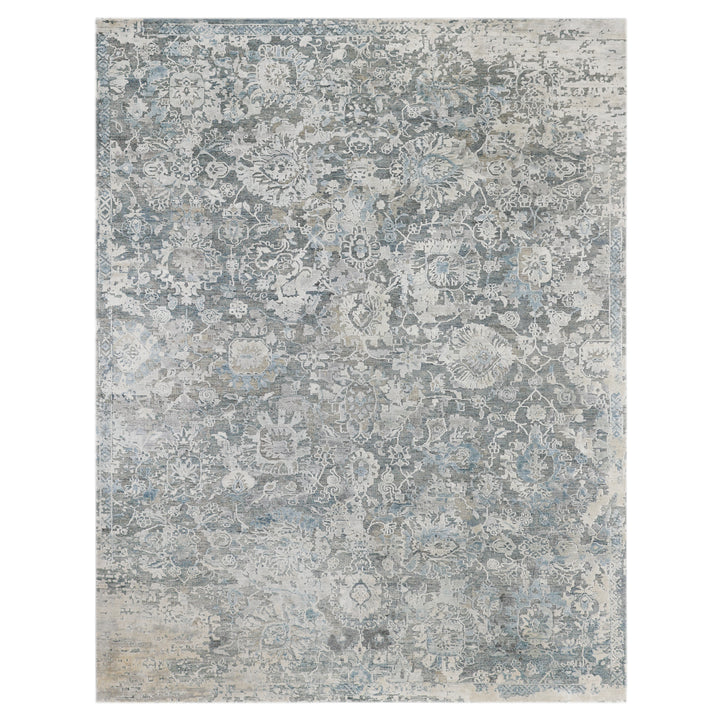 Blue Contemporary Silk Wool Blend Rug