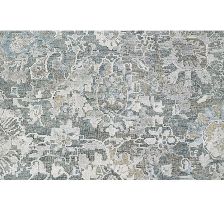 Blue Contemporary Silk Wool Blend Rug