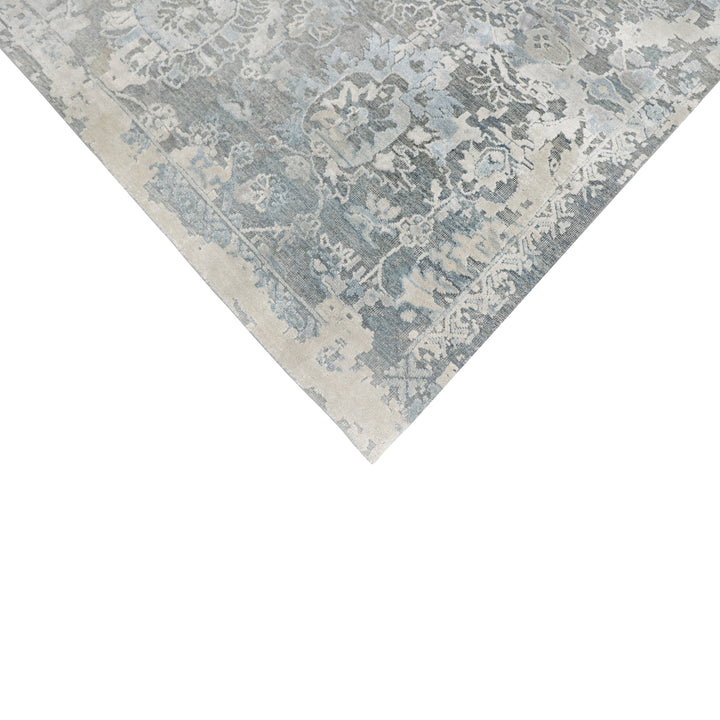Blue Contemporary Silk Wool Blend Rug