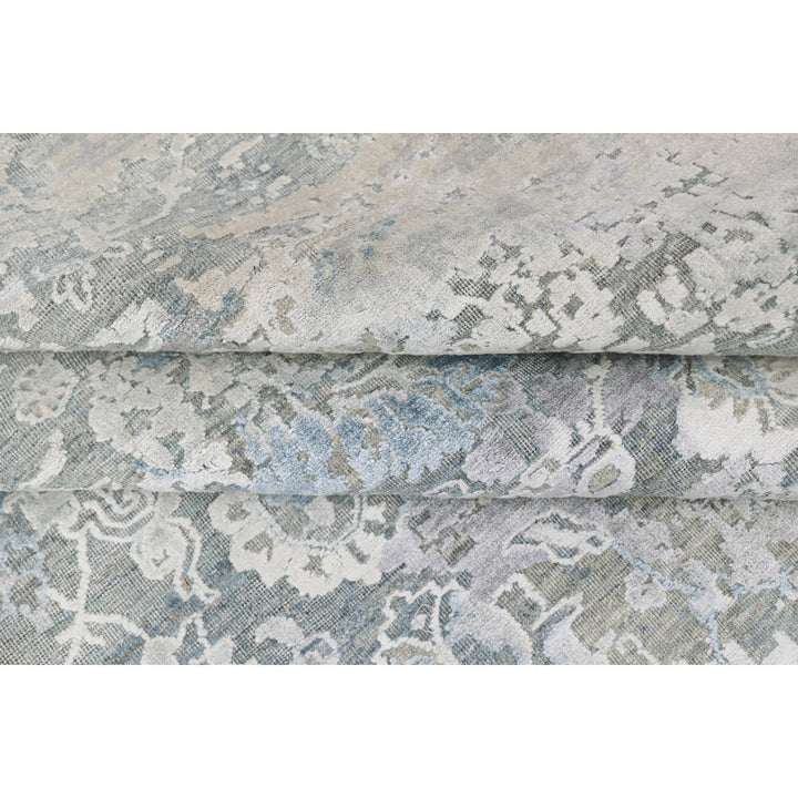 Blue Contemporary Silk Wool Blend Rug