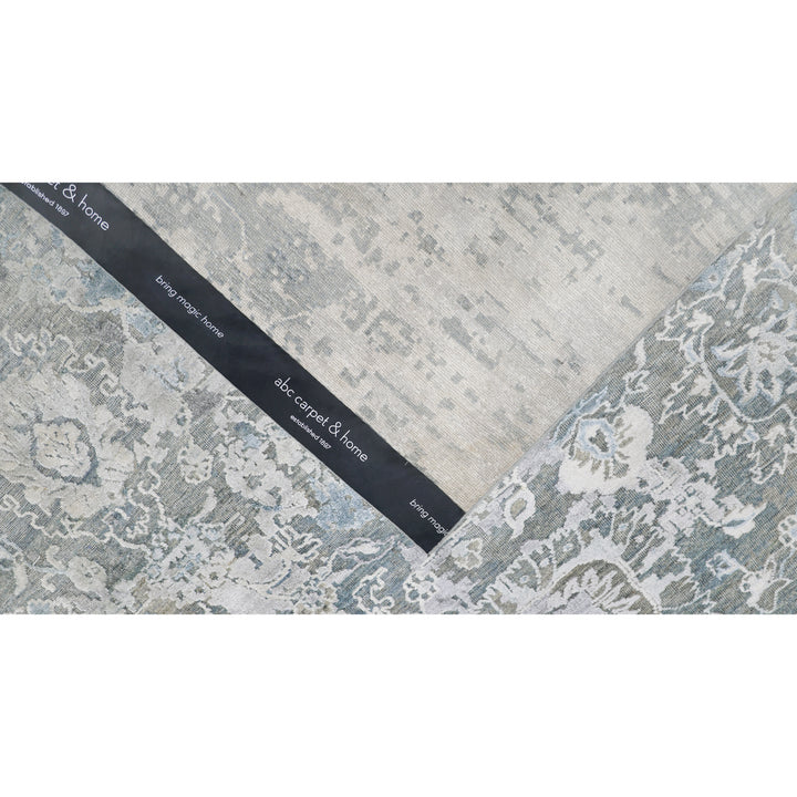 Blue Contemporary Silk Wool Blend Rug