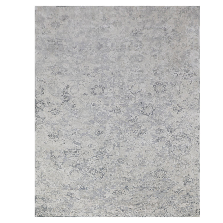 Grey Contemporary Silk Wool Blend Rug