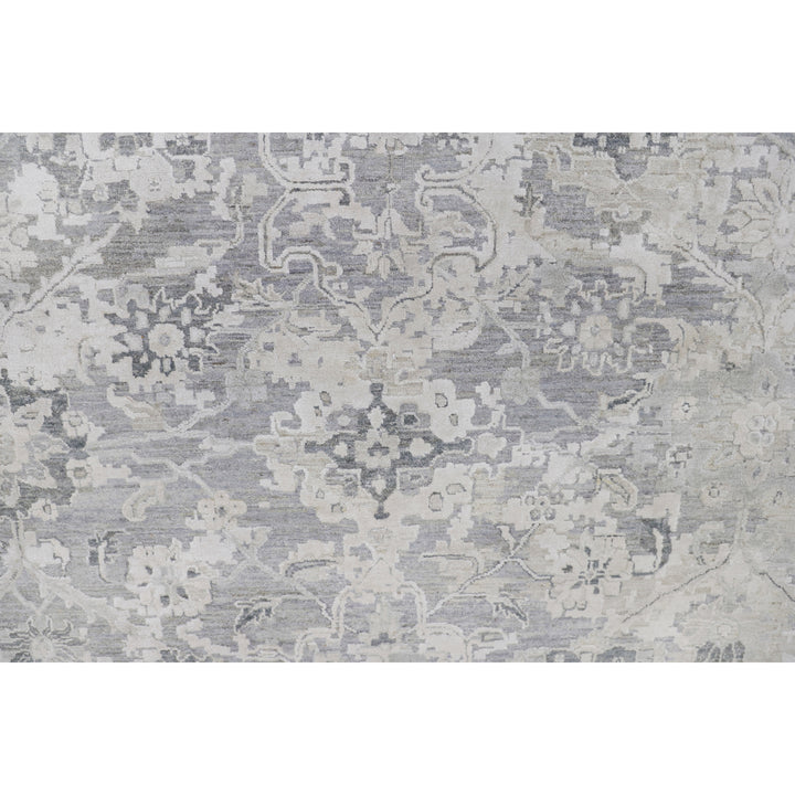 Grey Contemporary Silk Wool Blend Rug