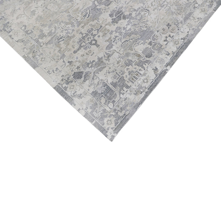 Grey Contemporary Silk Wool Blend Rug