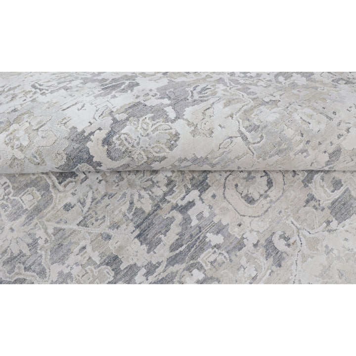 Grey Contemporary Silk Wool Blend Rug