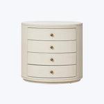 Amelia Oval Nightstand Ivory Painted Linen