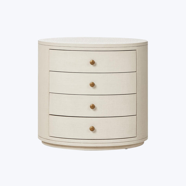 Amelia Oval Nightstand Ivory Painted Linen