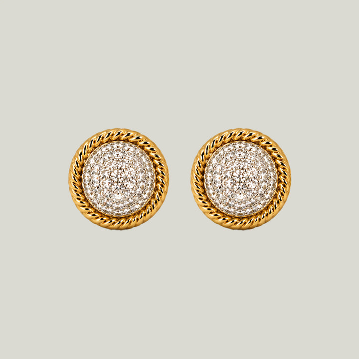18KYG Diamond Bombé Dome Earrings