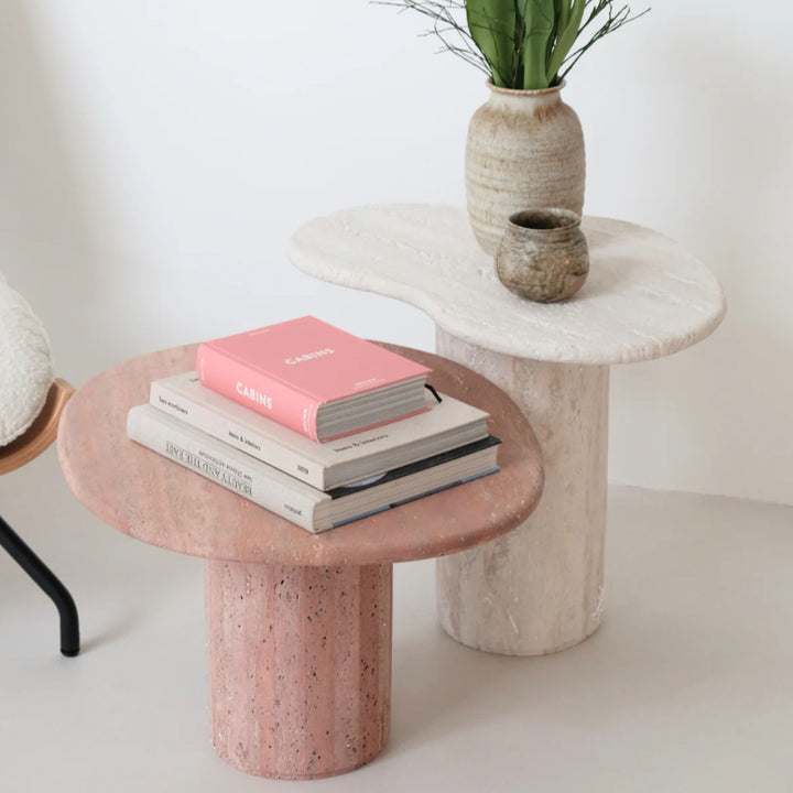 Puddle Travertine Side Table | Rosso Low