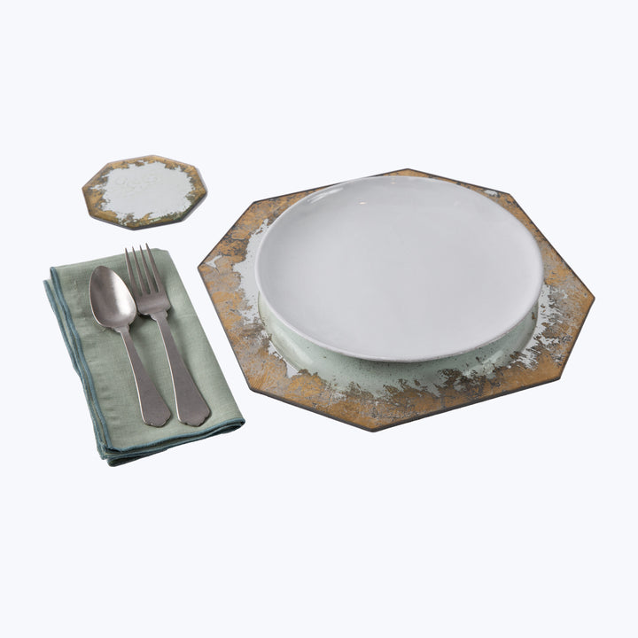 Octagon Placemat, Gold Crackle