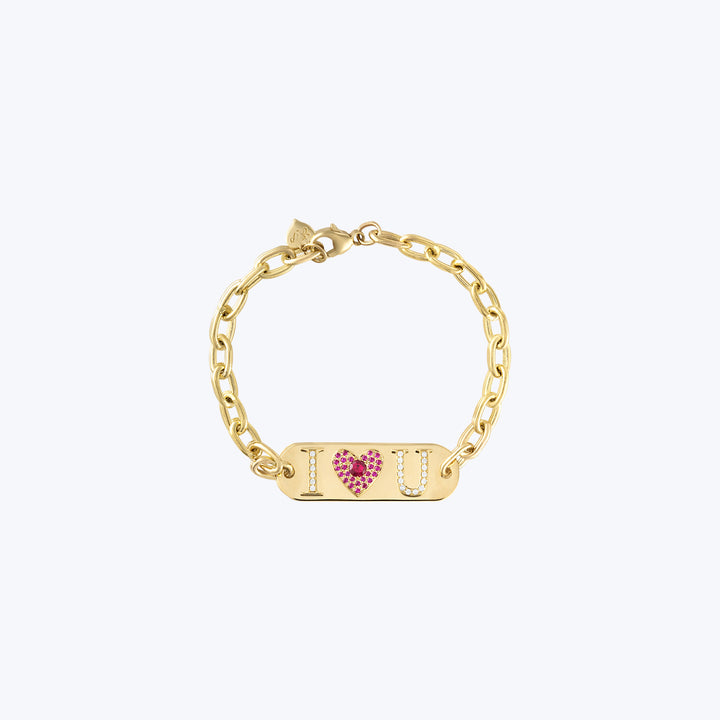 Gold "I Love You" ID Bracelet