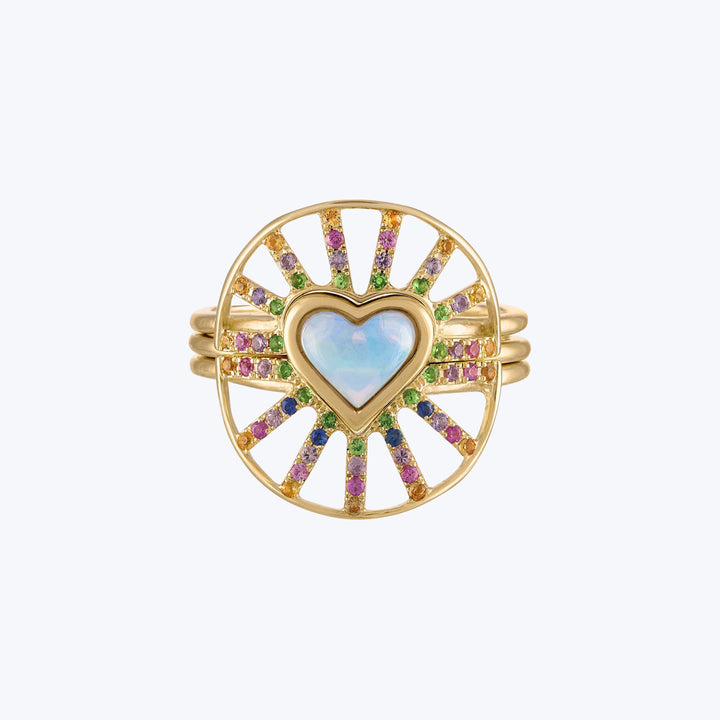 Heart Nesting Ring in Rainbow Sapphires