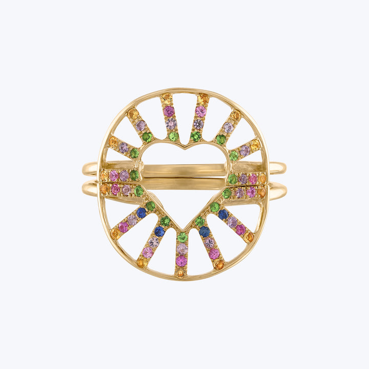 Heart Nesting Ring in Rainbow Sapphires