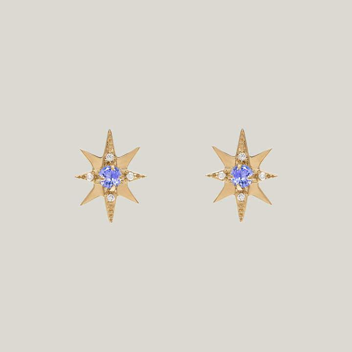 Small Starburst Stud in Tanzanite