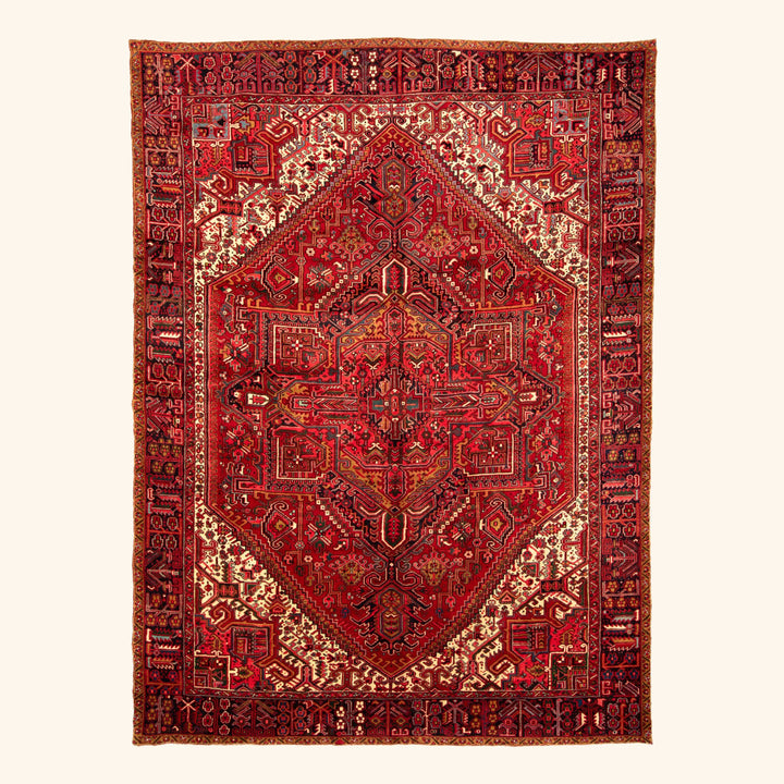 Traditional Perisan Heriz Wool Rug - 10' x 13'7"