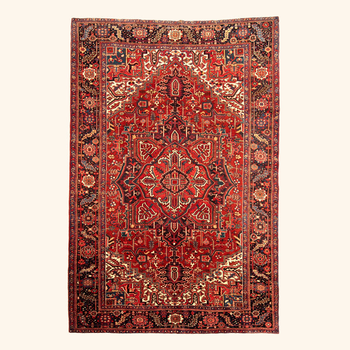 Traditional Perisan Heriz Wool Rug - 7'8" x 11'5"