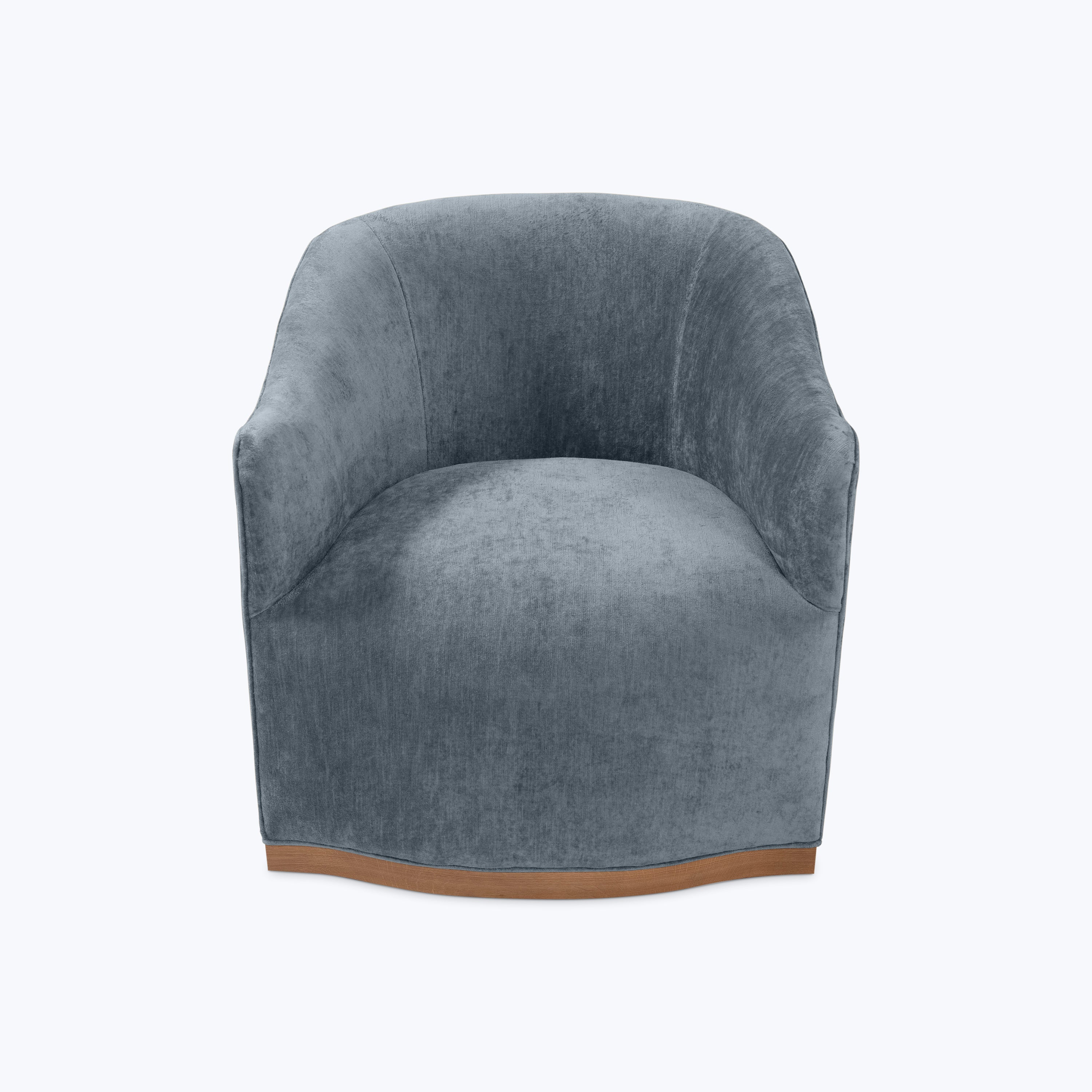 Ava Wood Plinth Swivel Chair J.D. Velluto Cloud