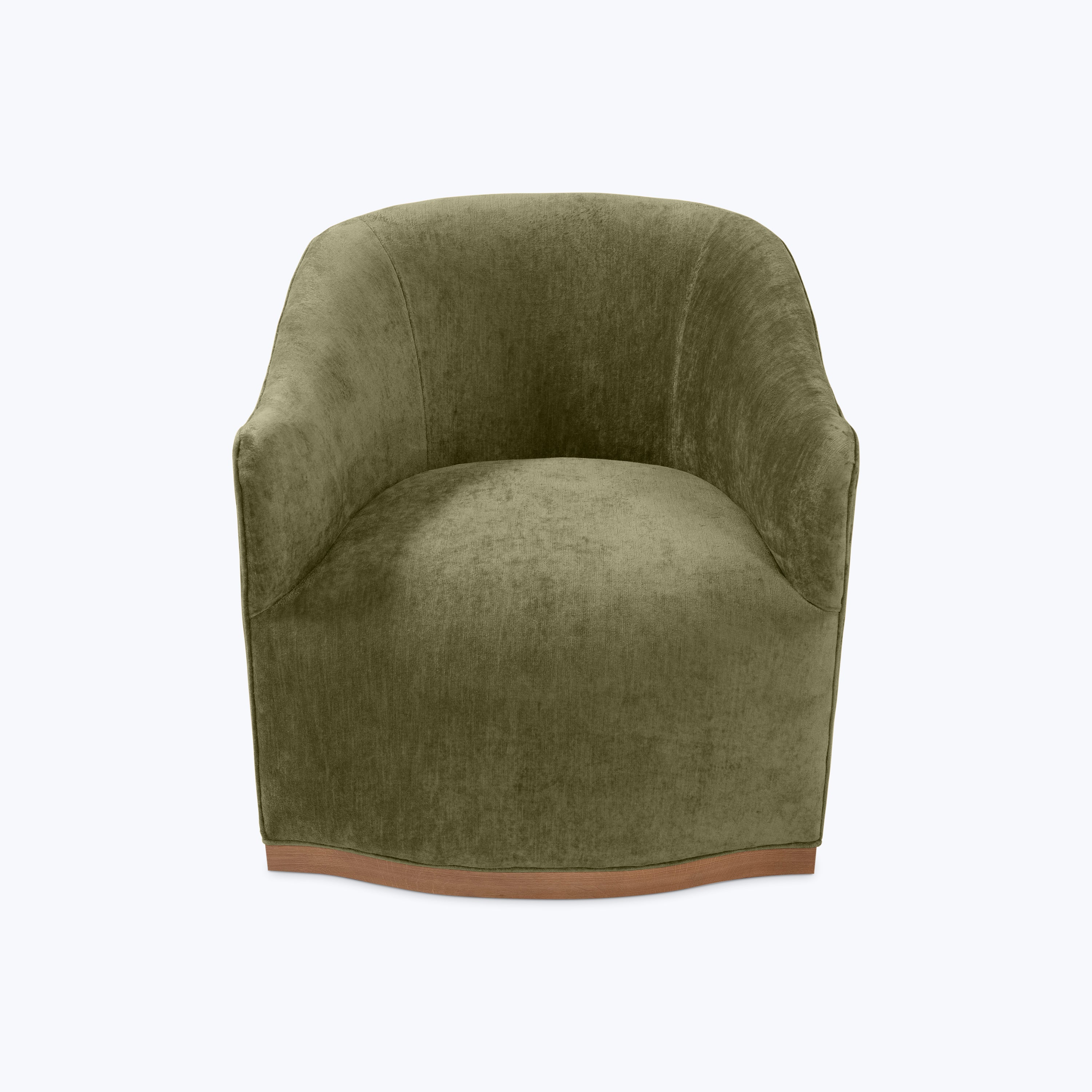 Ava Wood Plinth Swivel Chair J.D. Velluto Olive