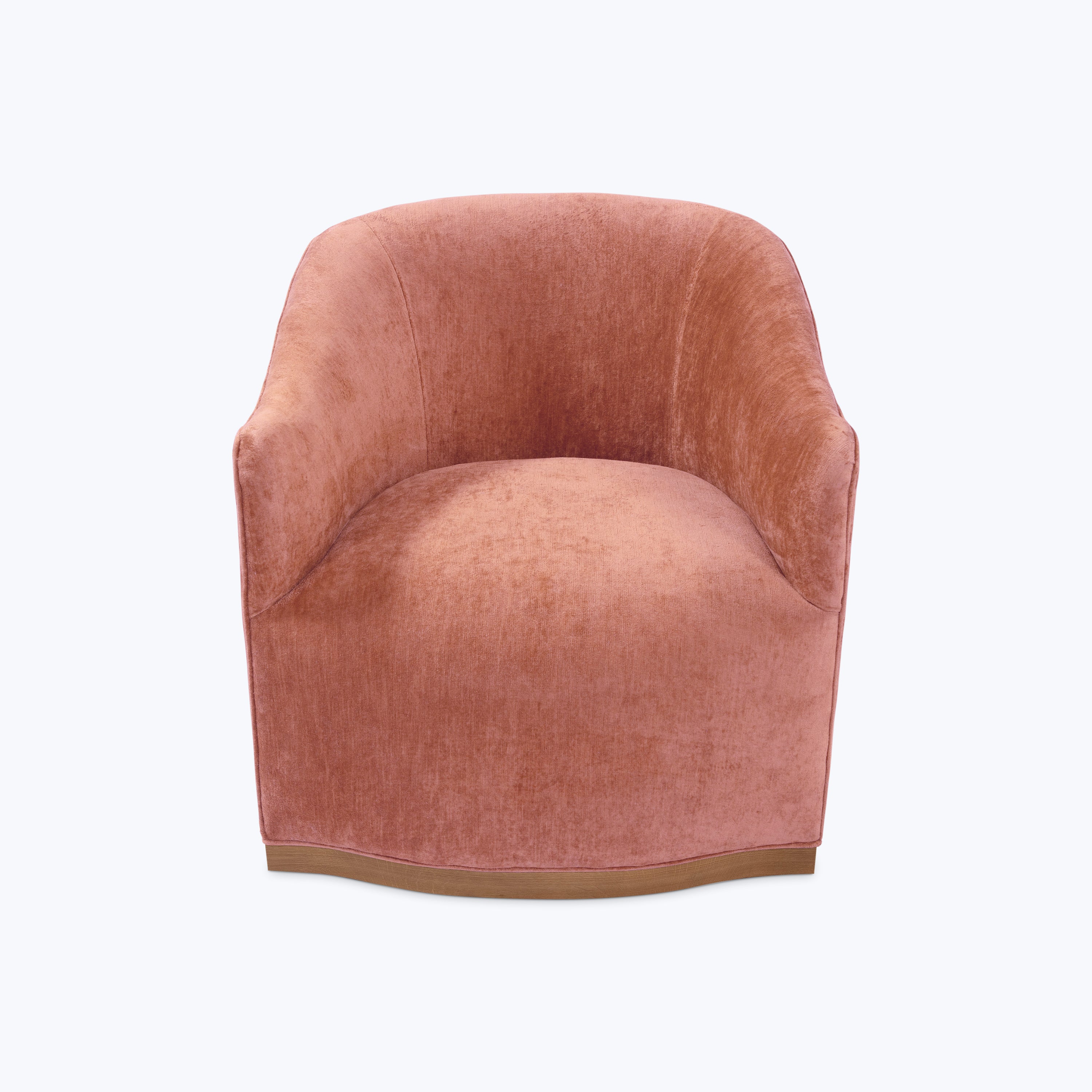 Ava Wood Plinth Swivel Chair J.D. Velluto Rose