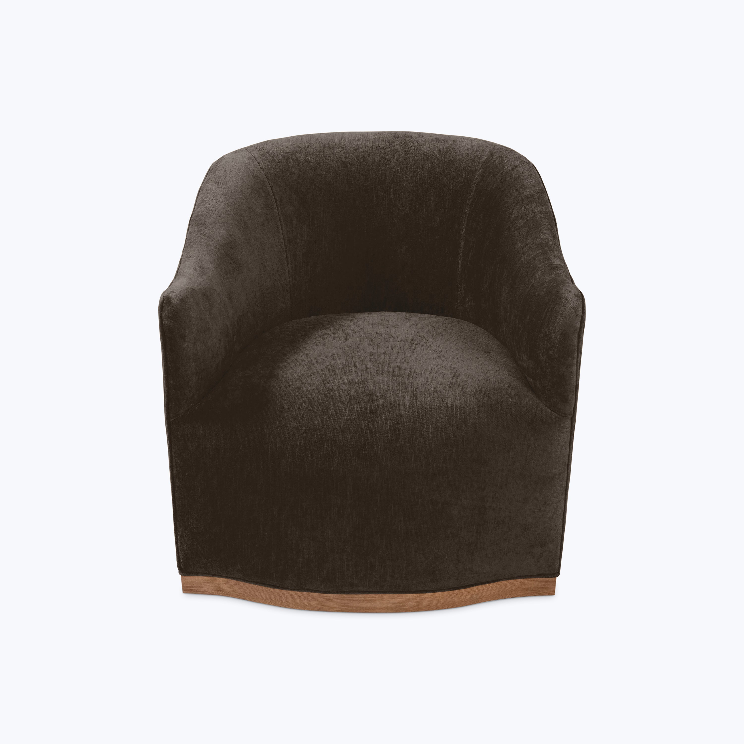 Ava Wood Plinth Swivel Chair J.D. Velluto Slate