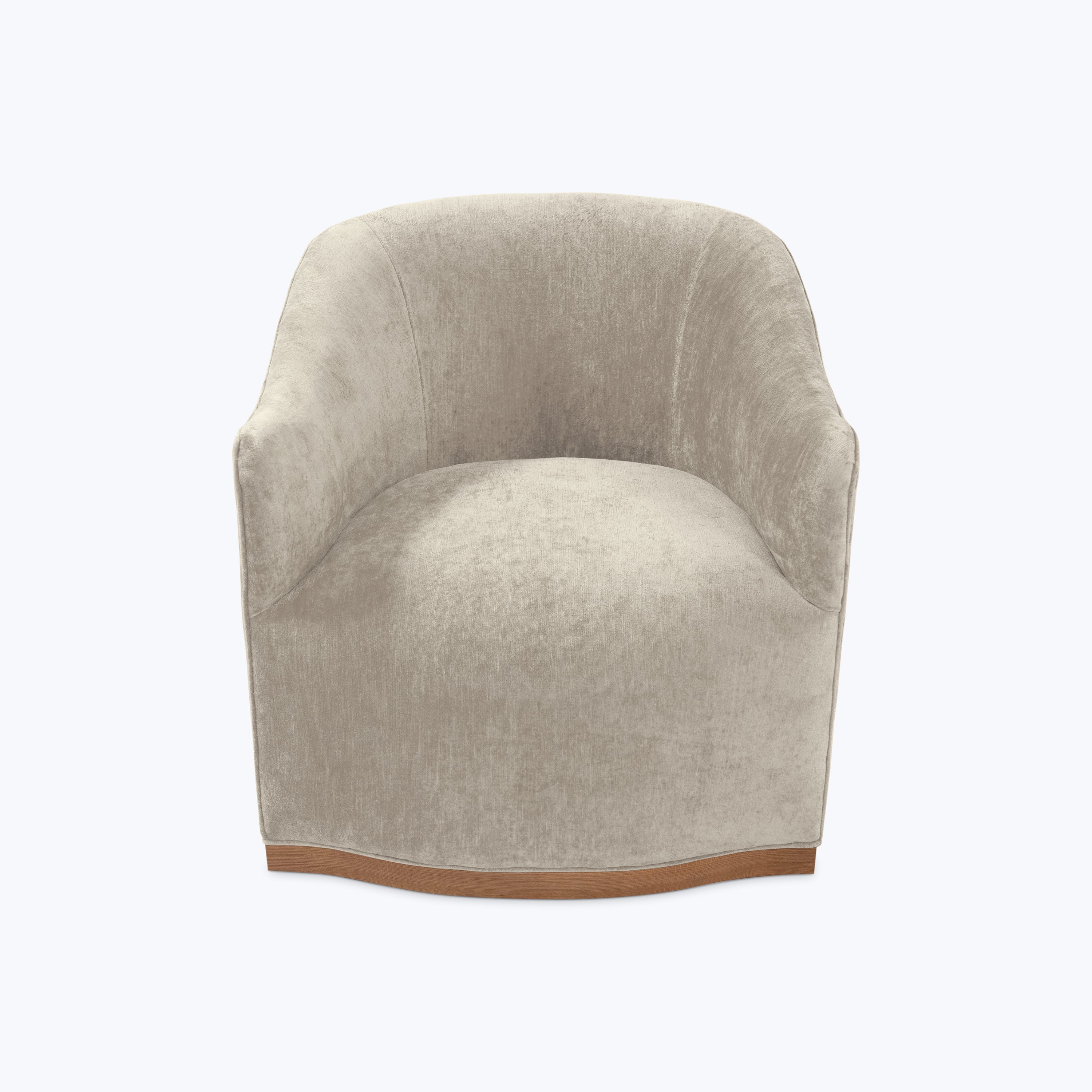 Ava Wood Plinth Swivel Chair J.D. Velluto Stone