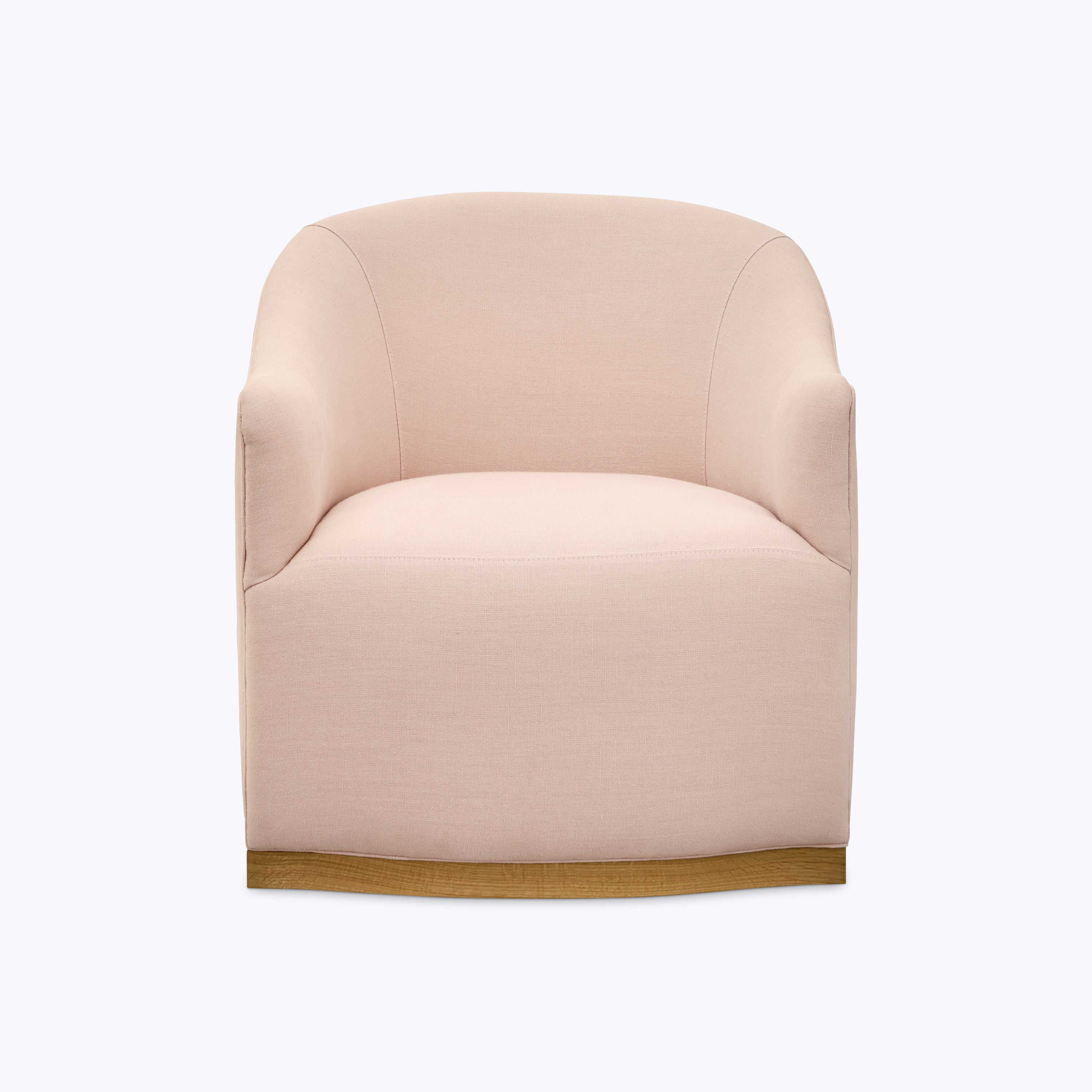 Ava Wood Plinth Swivel Chair Brevard Rose