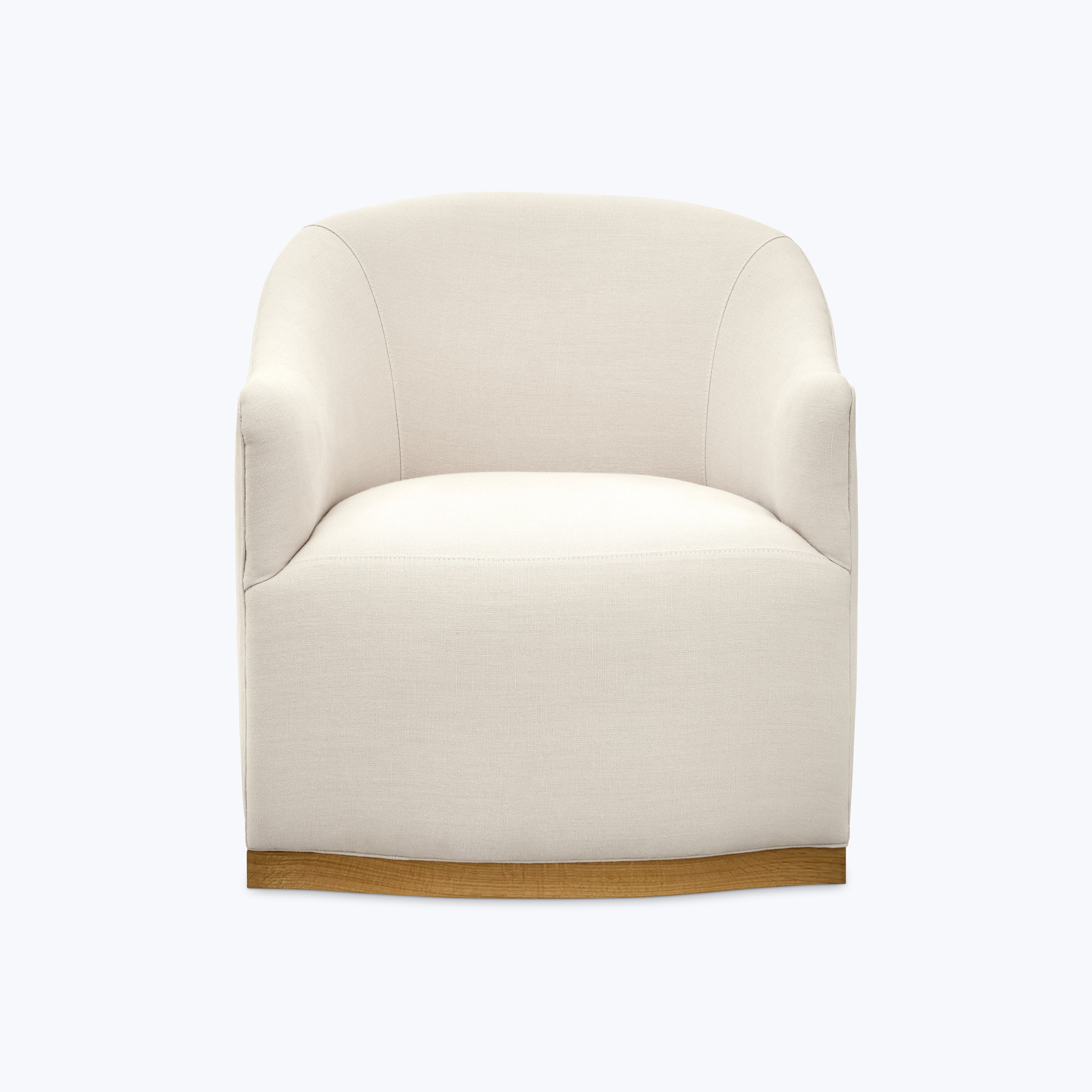 Ava Wood Plinth Swivel Chair Brevard Ivory