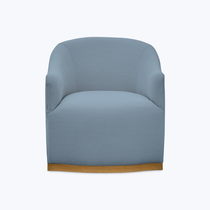 Ava Wood Plinth Swivel Chair Brevard Ciel