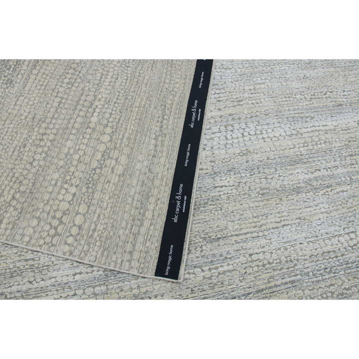 Grey Silver Textured Silk Wool Blend Rug 13x18