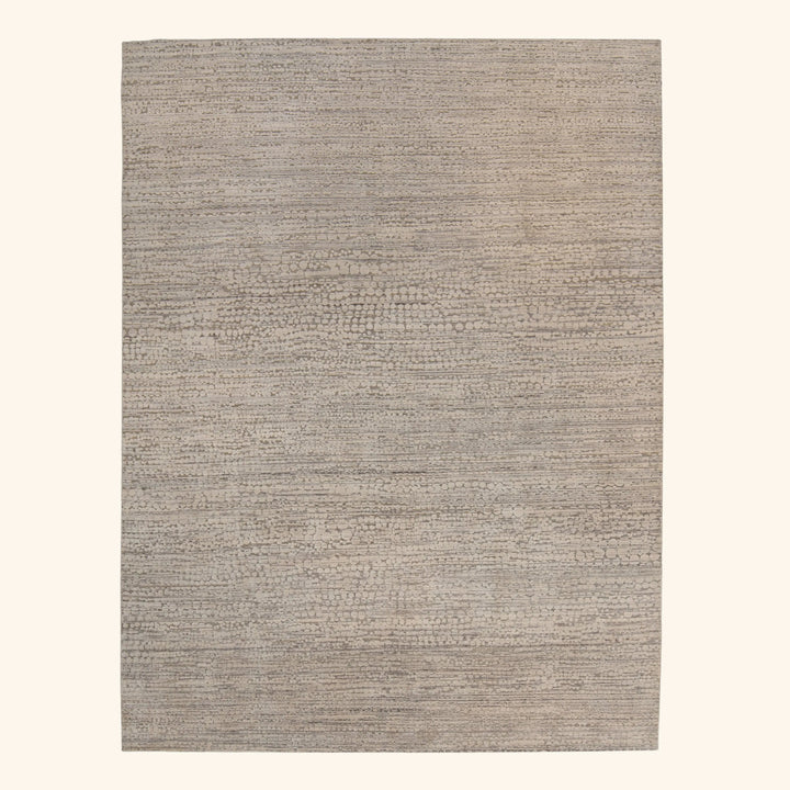 Grey Textured Silk Wool Blend Rug - 8' x 10'