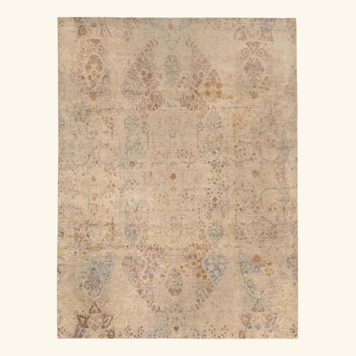 Multicolored Contemporary Silk Wool Blend Rug 8x10