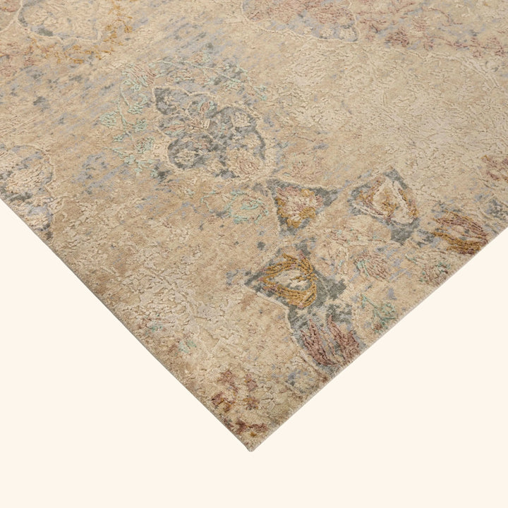 Multicolored Contemporary Silk Wool Blend Rug 8x10